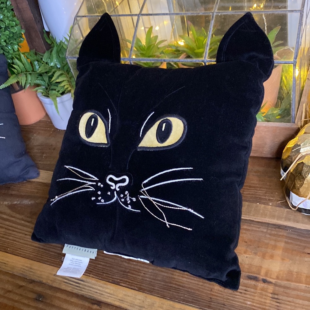 Pottery Barn Magic Cat Throw Pillow Retired & Rare 2015 Halloween Collection🐈‍⬛ - Picture 7 of 16